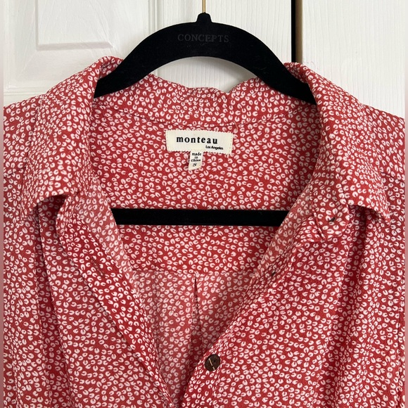 Monteau Mono print Pleat Cap Sleeve Dress - Picture 4 of 7